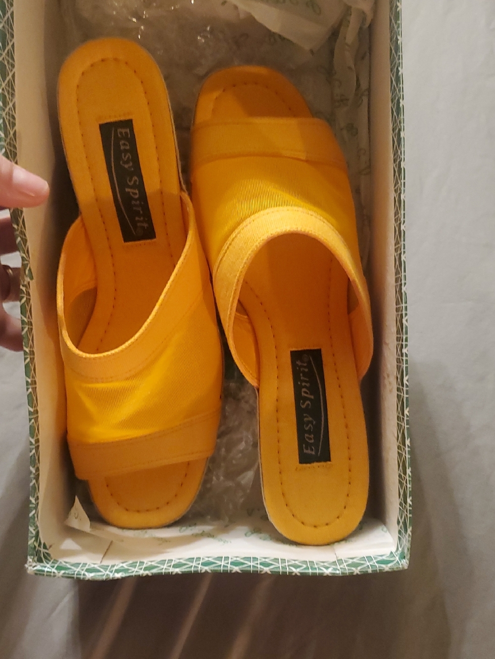 Easy Spirit Bright Orange Open-Toe Slip-On Mules